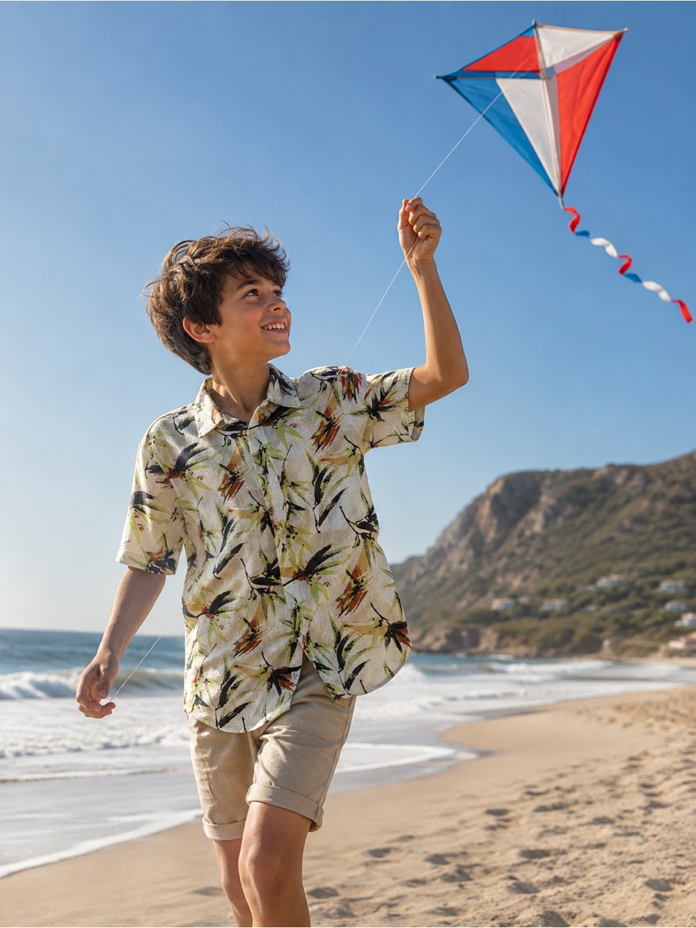 Zara Boys Linen Blend Tropical Print Button Front Shirt Size 11-12 (152 cm) NWT